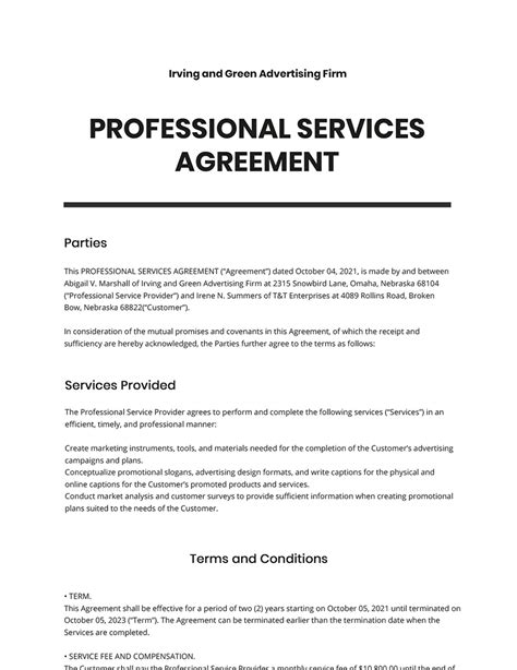 AGREEMENT FOR PROFESSIONAL SERVICES .